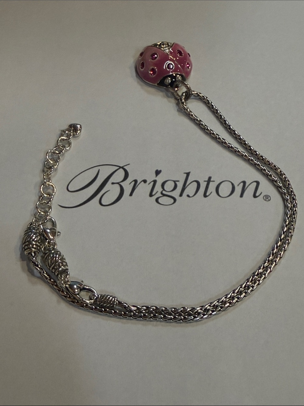 Brighton Pink Enamel Ladybug Pendant Necklace